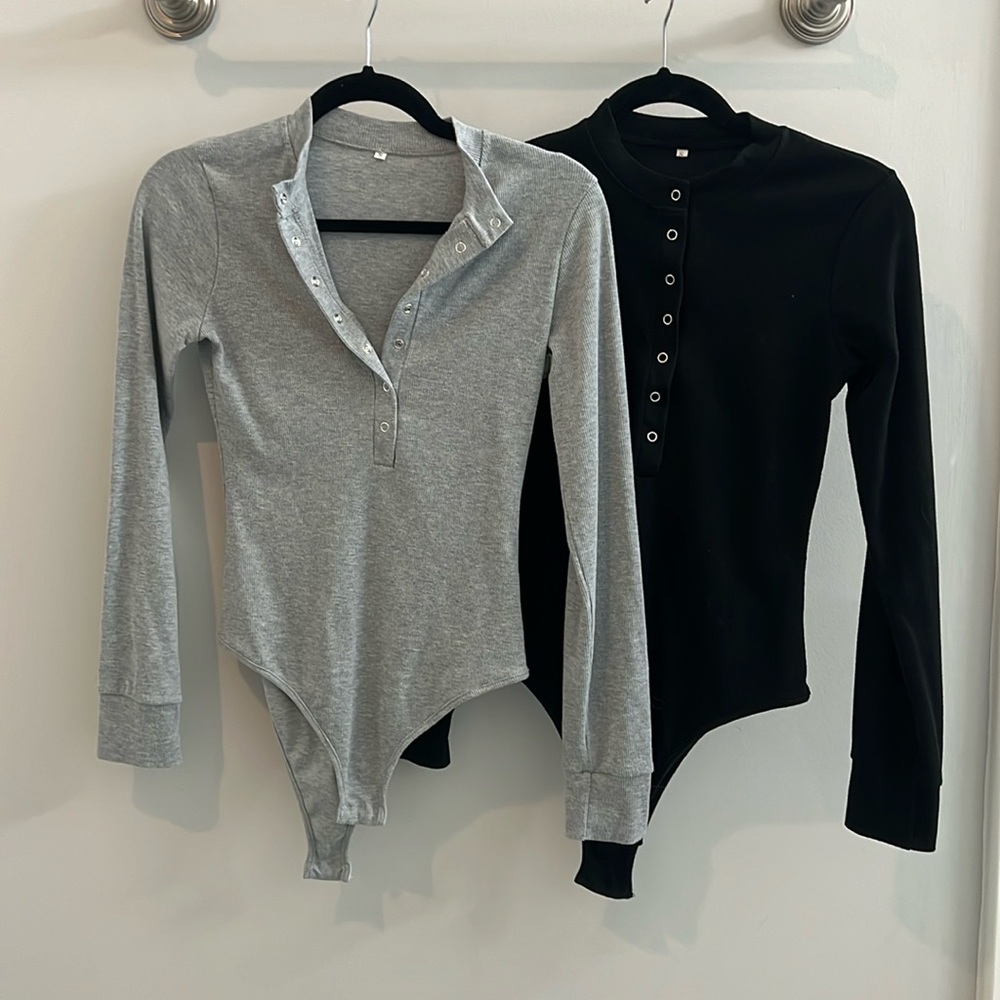 Gray & Black Bodysuit